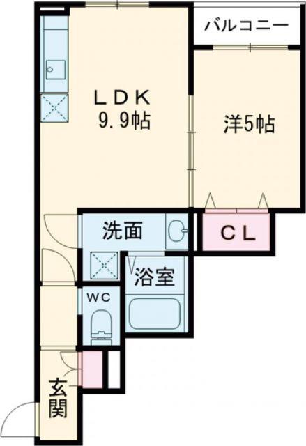 ALIVIO泉佐野(1LDK/1階)の間取り写真