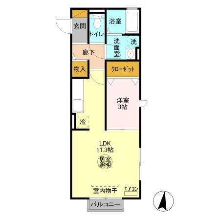 アヴァンティ佐和(1LDK/2階)の間取り写真