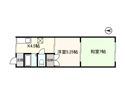 ティストニーI(2K/2階)の間取り写真