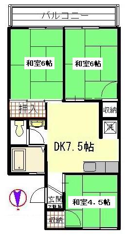 パレス篠宮(3DK/2階)の間取り写真