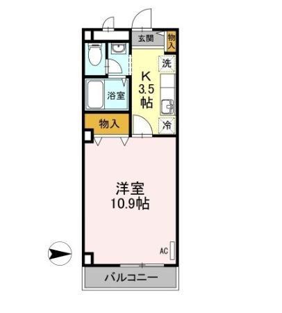 リビングアレイK(1K/3階)の間取り写真
