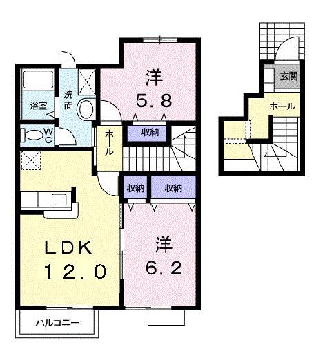 優優コート I(2LDK/2階)の間取り写真