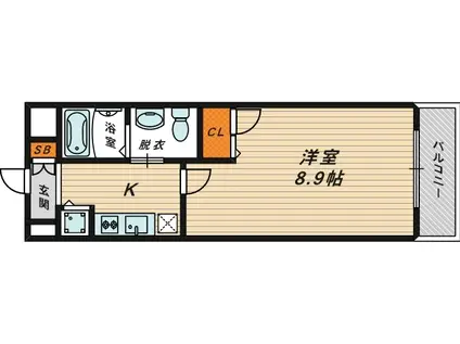 ルクレ京橋(1K/12階)の間取り写真