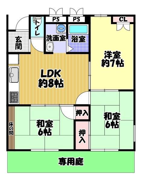 ヴィラ千代田(3LDK/1階)の間取り写真