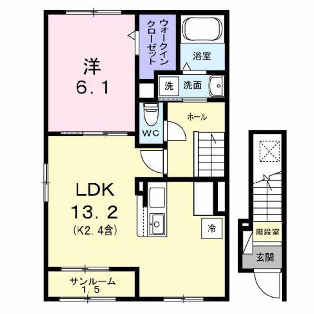 ヴィラ・グレイスII(1LDK/2階)の間取り写真