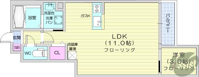 CRASTINE荒井2丁目(1LDK/1階)の間取り写真