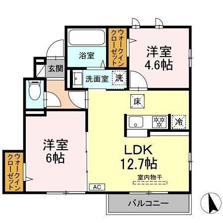 SUN BLOOM(2LDK/1階)の間取り写真