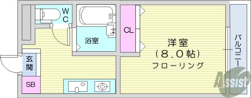 SSKビル(1K/3階)の間取り写真