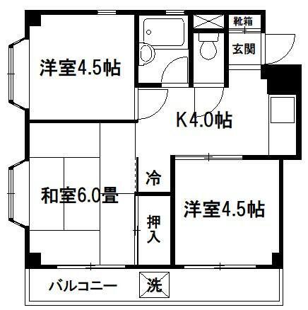 スカイハイツ(3K/3階)の間取り写真