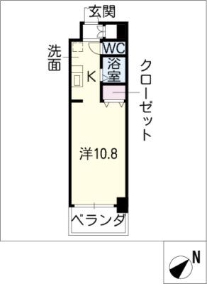 LASANTE鵜の森(1K/1階)の間取り写真