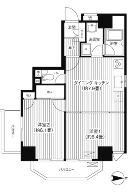 コスモリード西日暮里(2DK/3階)の間取り写真