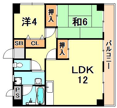 サンテラス垂水(2LDK/3階)の間取り写真
