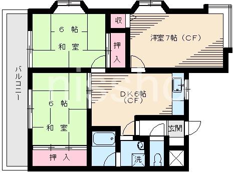 レジデンスサンク(3DK/2階)の間取り写真