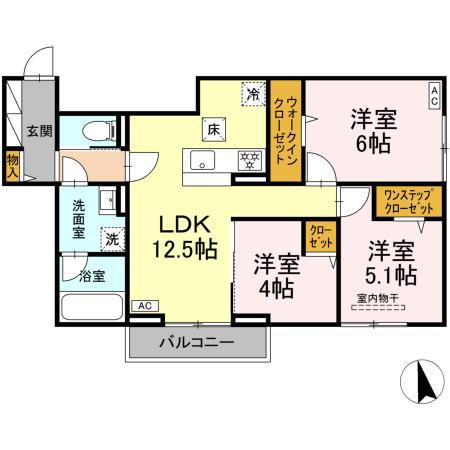 アクシス(3LDK/3階)の間取り写真