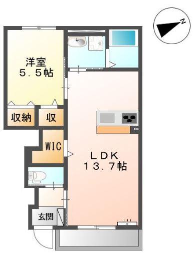 ルーラル高良内(1LDK/1階)の間取り写真
