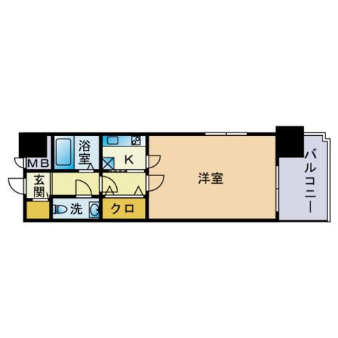 エステートモア天神STUDIO(1K/13階)の間取り写真