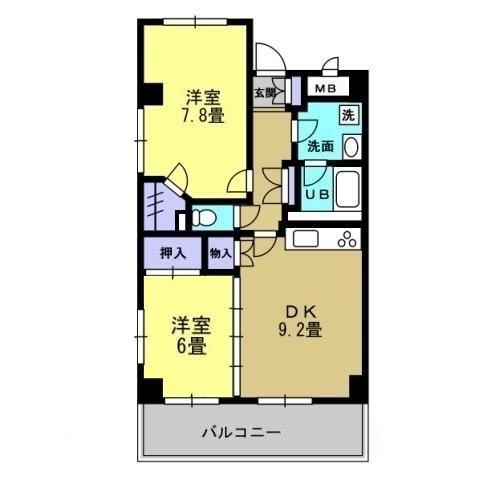 ダイエー上北台ビル(2DK/4階)の間取り写真