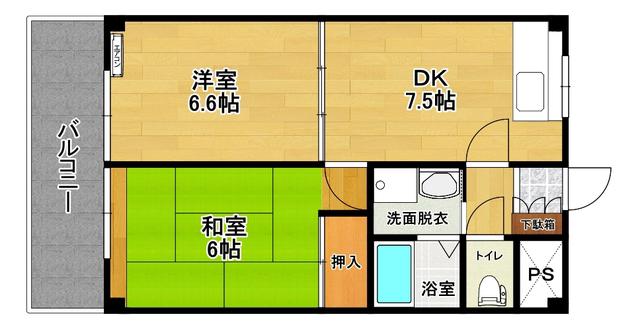 プルミエール香久池公園(2DK/6階)の間取り写真
