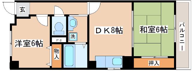 グレードタイム六甲(2DK/2階)の間取り写真
