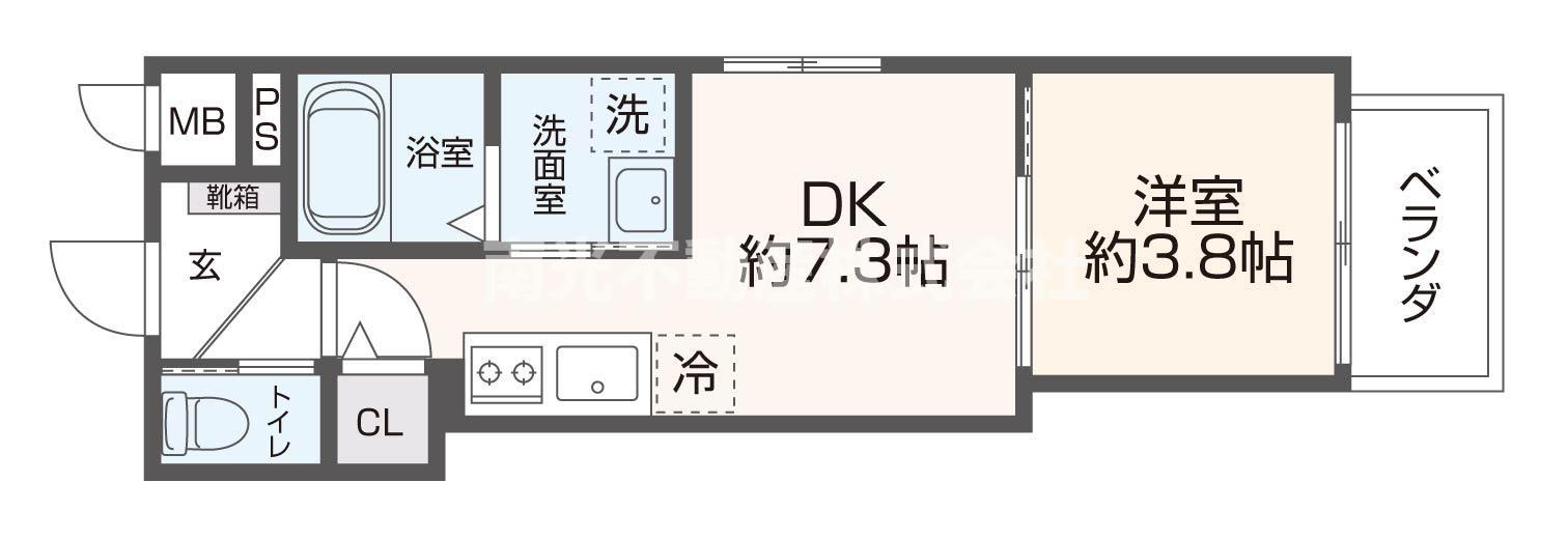 YUMAISON ウエスト(1DK/1階)の間取り写真