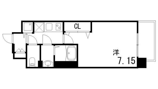 LUXE東灘(1K/6階)の間取り写真