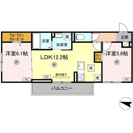 ライク・ア・パラソル(2LDK/1階)の間取り写真