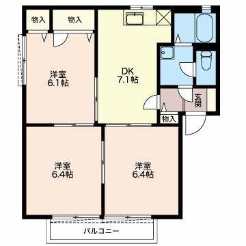 レーヴェンB(3DK/1階)の間取り写真