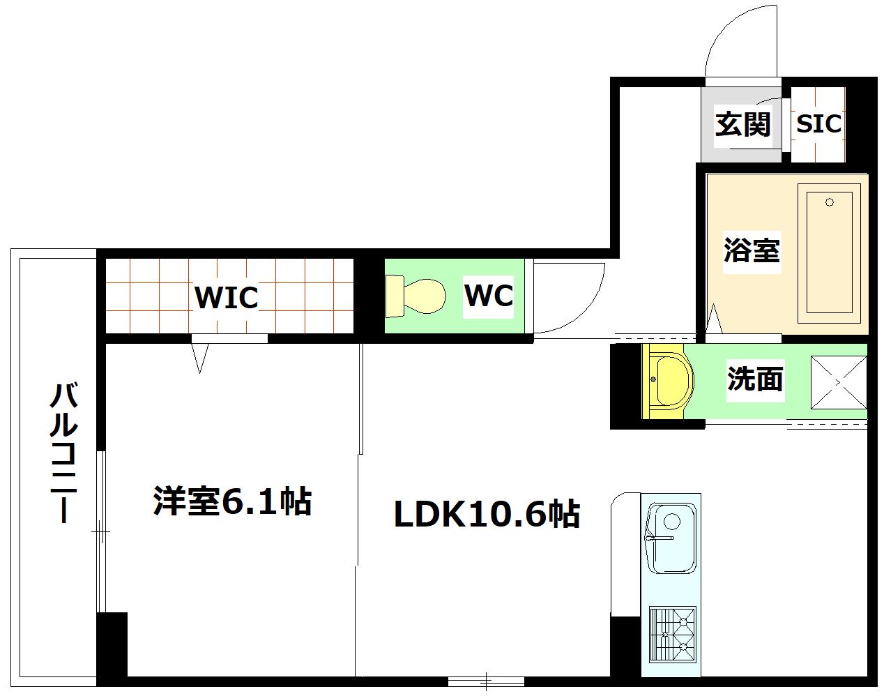 CAMPANELLA船越(1LDK/1階)の間取り写真