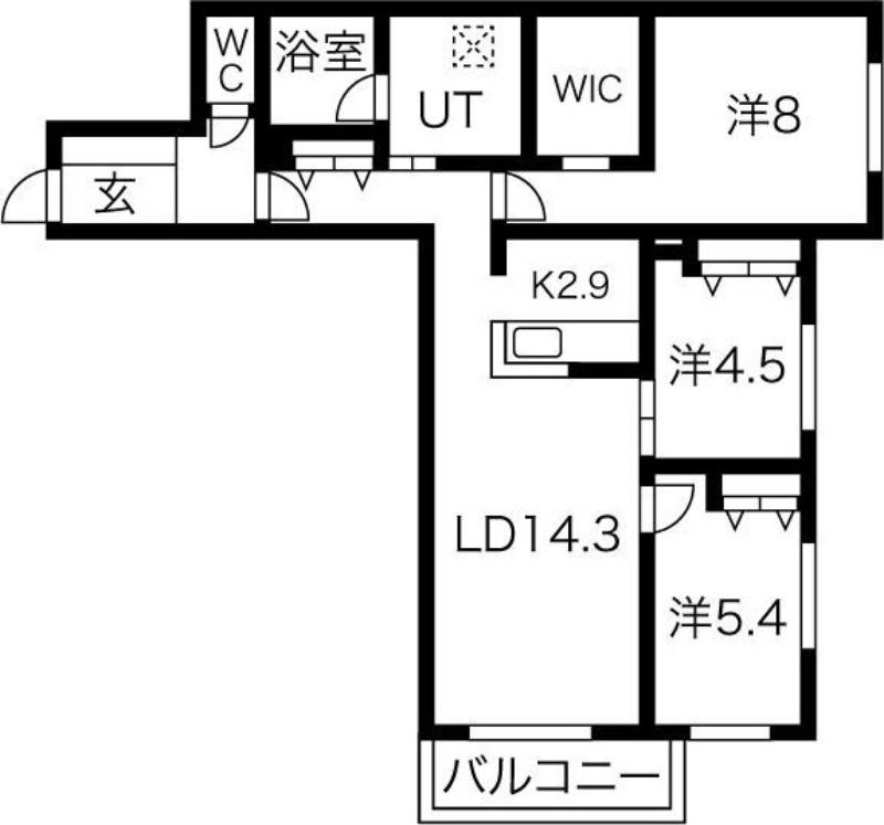 CRESCENDO月寒西(3LDK/2階)の間取り写真