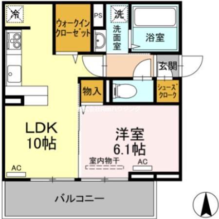 ミルキー住吉(1LDK/2階)の間取り写真