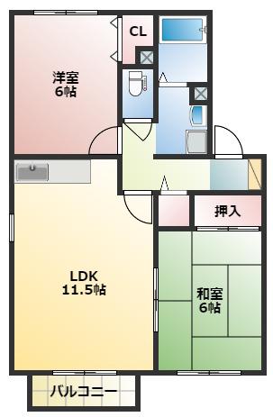 セジュール北園(2LDK/2階)の間取り写真