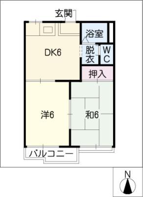 アベニューイズミ(2DK/2階)の間取り写真