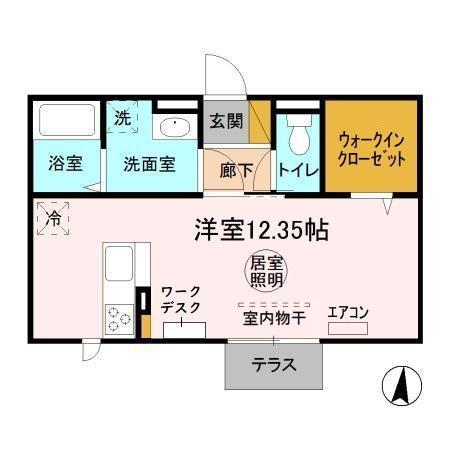 ディアコート(ワンルーム/1階)の間取り写真