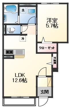 白鳥台アパート(1LDK/1階)の間取り写真