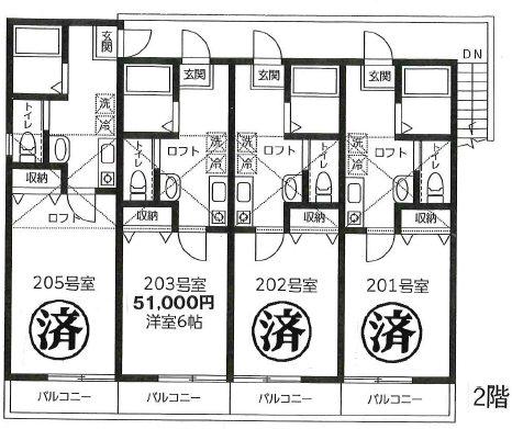 第45アベニュー八潮(1K/2階)の間取り写真