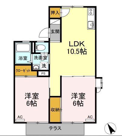グリーンハイツ(2LDK/1階)の間取り写真