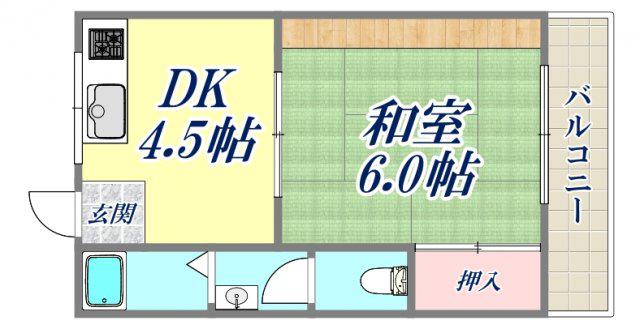 プラムハイツ(1DK/2階)の間取り写真