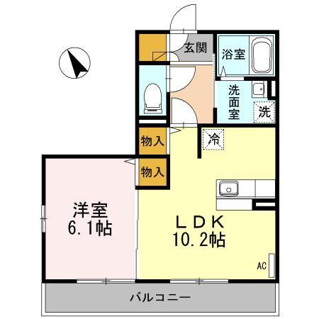 スリー・スター II号館(1LDK/2階)の間取り写真