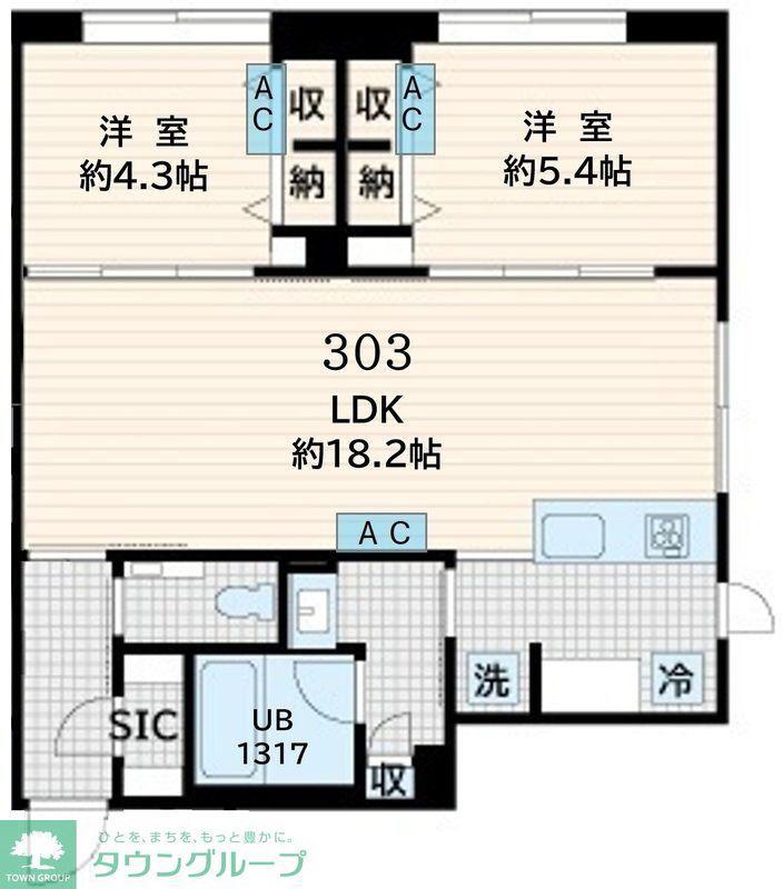 FULLEA恵比寿(2LDK/2階)の間取り写真
