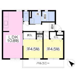 ルネッタ青山(2LDK/2階)の間取り写真