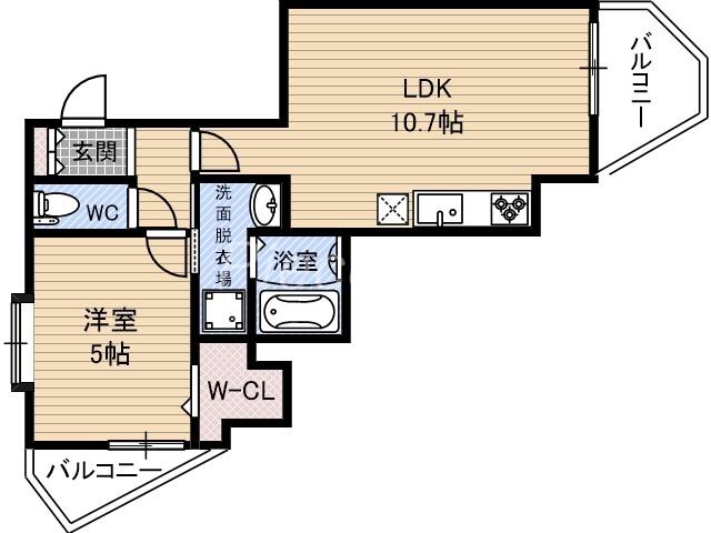 ウィルズガーデン(1LDK/1階)の間取り写真