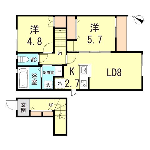 アネックス アゼリア(2LDK/2階)の間取り写真
