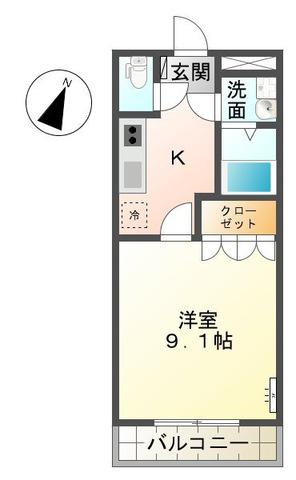 サンハウス富士(1K/1階)の間取り写真