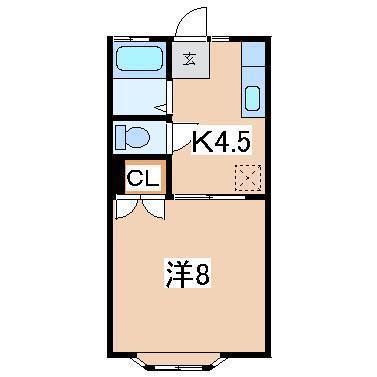 サイレントハウス(1K/2階)の間取り写真