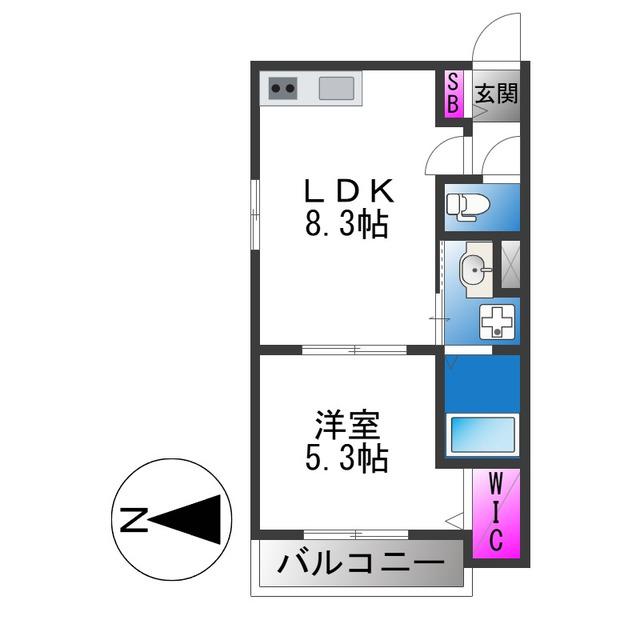 ALEGRIA若江本町ノース(1LDK/1階)の間取り写真