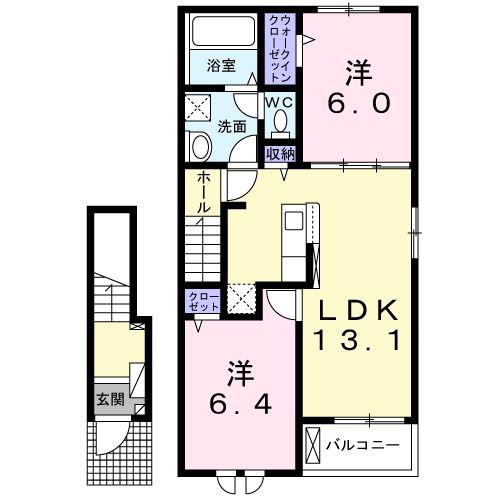 コスモ吉良II(2LDK/2階)の間取り写真