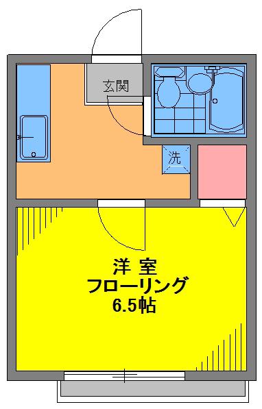 國恵ハイムC棟(1K/2階)の間取り写真