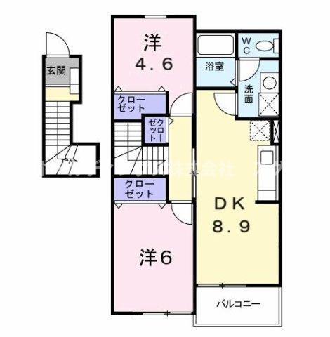 アタゴ・パインヒルズ(2DK/2階)の間取り写真
