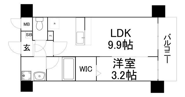 エクセルシア天神橋(1LDK/6階)の間取り写真