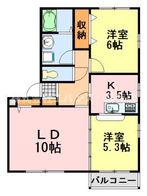 パセオ青葉の森3番館(2LDK/1階)の間取り写真